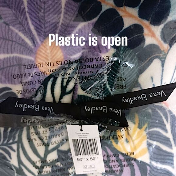 Vera Bradley Fleece Throw Blanket Palm Floral 80x50 NEW Mod Flowers Tropical - Picture 2 of 12